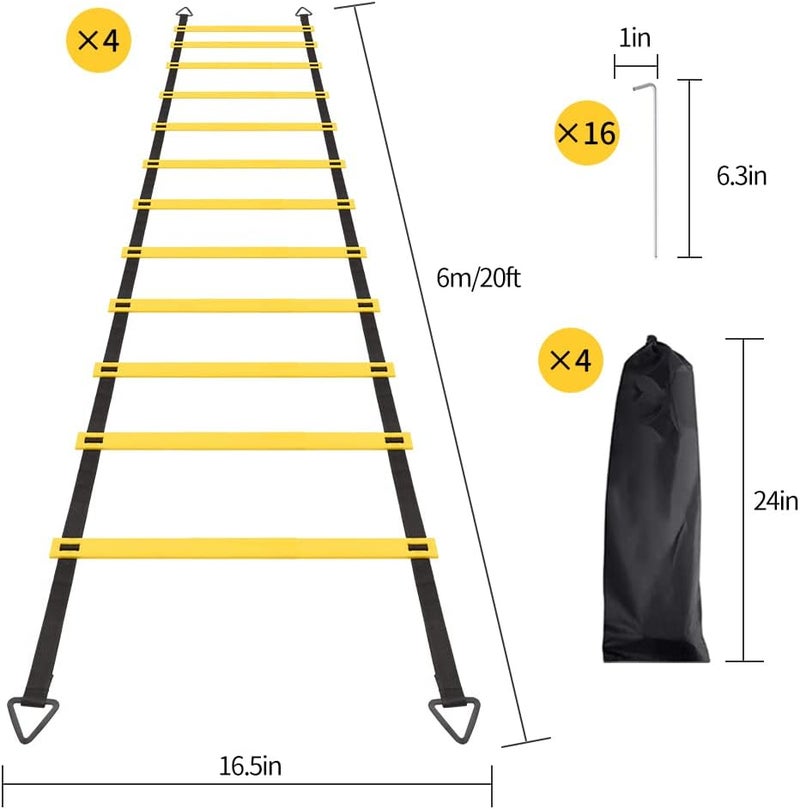 Ruby Q 12 Rungs Agility Ladder Set, Training Ladder with Steel Stakes and Carry Bag for Soccer, Speed Fitness Feet Training - Image 5